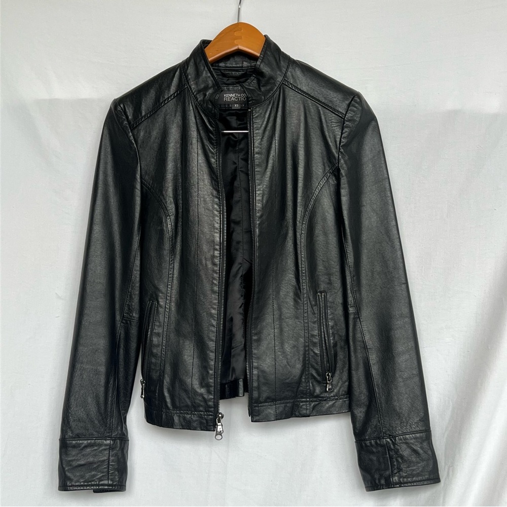 Kenneth Cole Reaction Black Leather Jacket